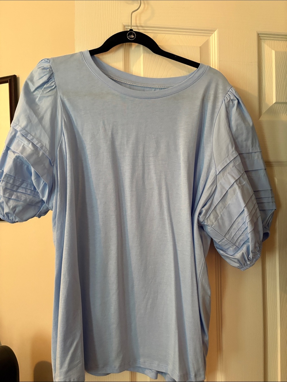 crown & ivy Light Blue Puff Sleeve Tee